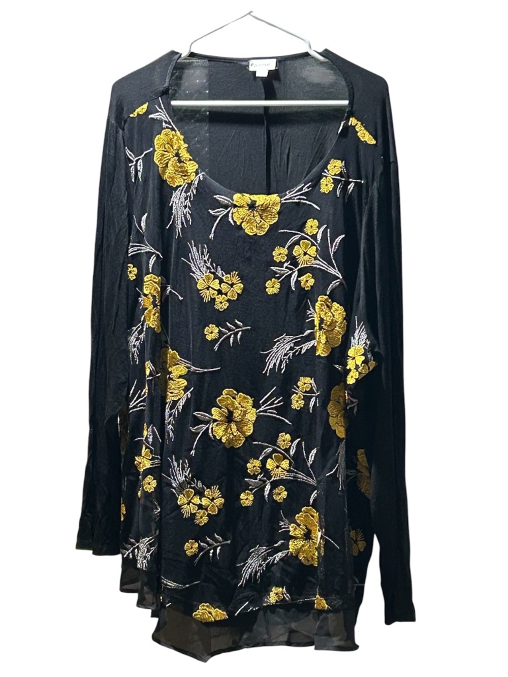 Floral Black Gold Floral Tunic Top Long Sleeve 26/28 Avenue